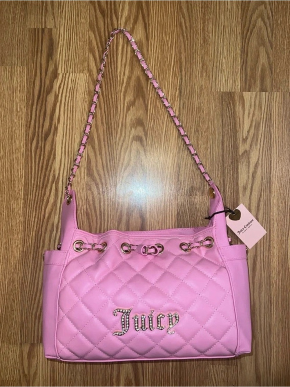 Juicy Couture Quilted Pink Chain-Detail Shoulder Bag